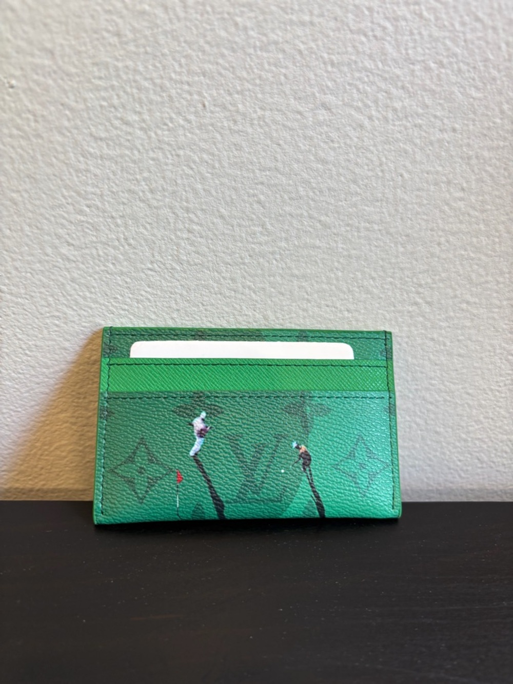 Louis Vuitton golf green  dual cardholder canvas leather BOX SLIGHTLY DENTED